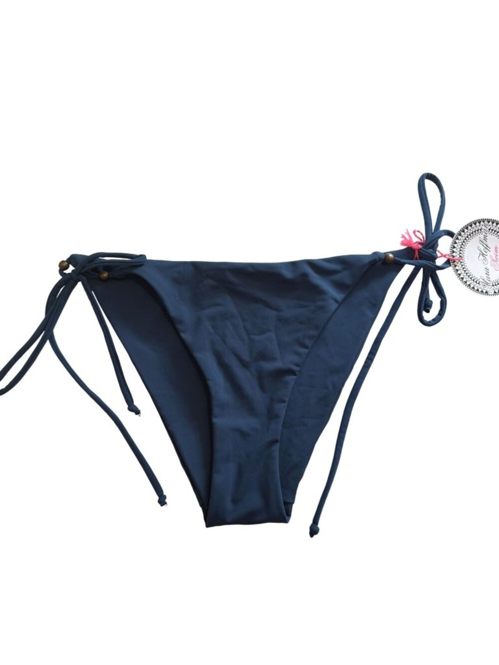 NWT Mara Hoffman Bikini Bottom Side Tie Blue Gold Bead Accent Size M [jb]